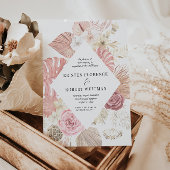 Invitation Pastel Tropical Foliage Destination Mariage