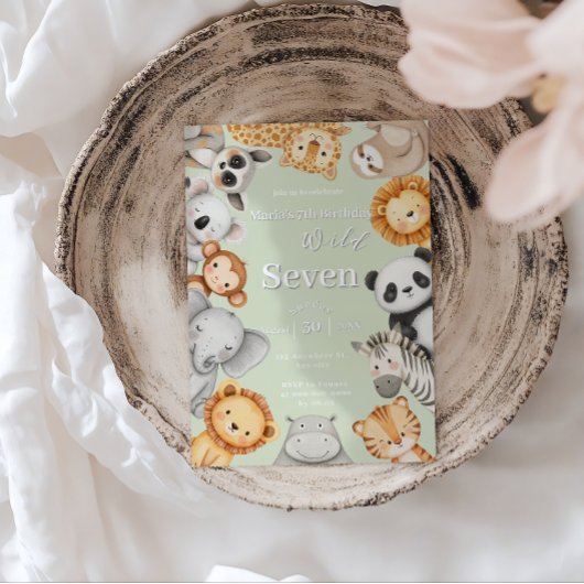 Invitation Pastel Tropical Wild Jungle Safari Animaux