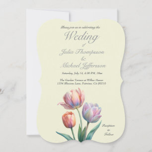 Invitation Pastel Tulip Mariage Suite Typographie élégante