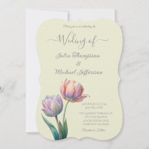Invitation Pastel Tulip Mariage Suite Typographie élégante