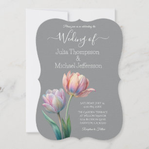Invitation Pastel Tulip Mariage Suite Typographie élégante