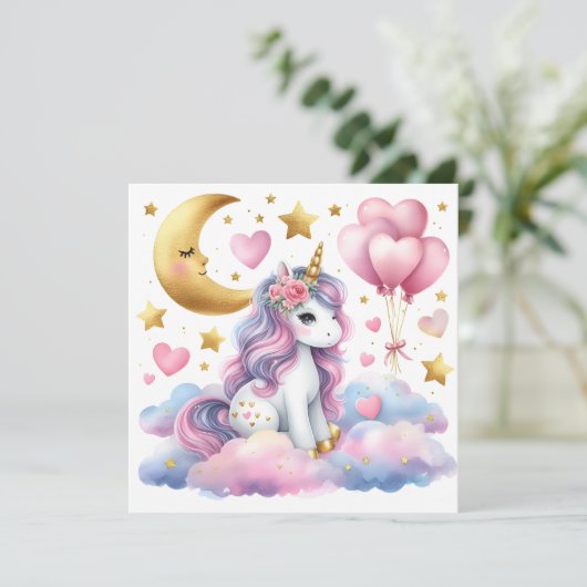 Invitation Pastel Unicorn (Debout devant)