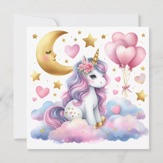 Invitation Pastel Unicorn (Devant)