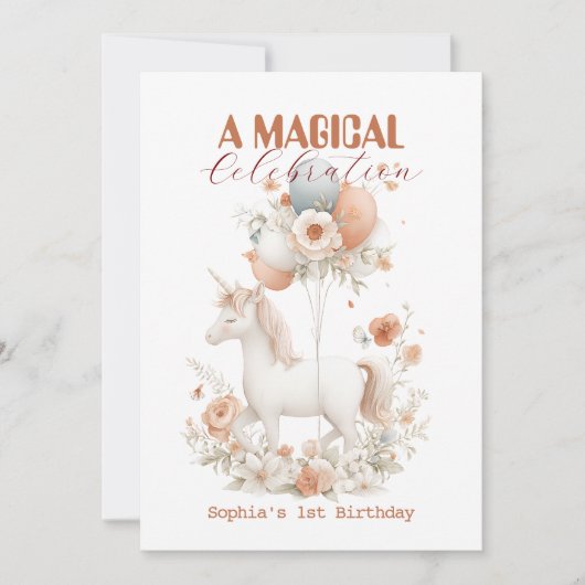 Invitation Pastel Unicorn 1er anniversaire (Devant)
