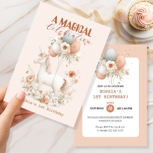 Invitation Pastel Unicorn 1er anniversaire
