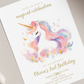 Invitation Pastel Unicorn et Arc-en-ciel Anniversaire magique