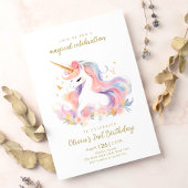 Invitation Pastel Unicorn et Arc-en-ciel Anniversaire magique