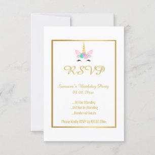 Invitation PASTEL UNICORN RAINBOW 2 TOUTES LES Occasions RSVP