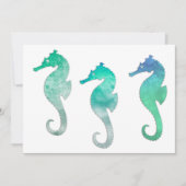 Invitation Pastel Vert Aquarelle Hippocampes (Devant)