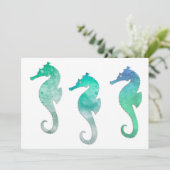 Invitation Pastel Vert Aquarelle Hippocampes (Debout devant)