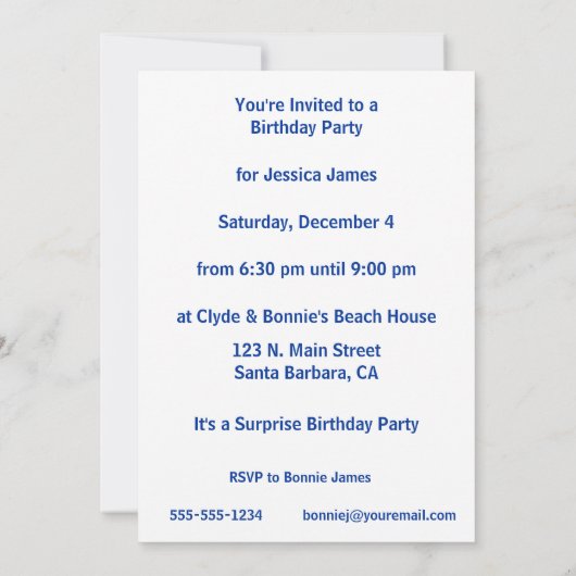 Invitation Pastel Vert Aquarelle Hippocampes (Dos)