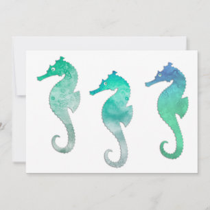 Invitation Pastel Vert Aquarelle Hippocampes