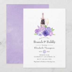 Invitation Pastel Violet Floral Brunch & Fête des mariées Bub