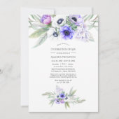 Invitation Pastel Violet Floral Célébration de la Vie Photo (Devant)