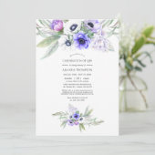 Invitation Pastel Violet Floral Célébration de la Vie Photo (Debout devant)