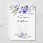 Invitation Pastel Violet Floral Douche Virtuelle (Devant)