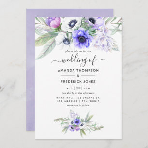 Invitation Pastel Violet Floral Mariage