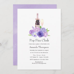 Invitation Pastel Violet Floral Pop Fizz Clink Fête des marié