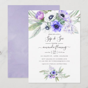 Invitation Pastel Violet Floral Sip and See