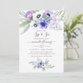 Invitation Pastel Violet Floral Sip et voir (Debout devant)