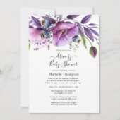 Invitation Pastel Violet Poppy Floral Drive Par Douche (Devant)