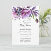 Invitation Pastel Violet Poppy Floral Drive Par Douche (Debout devant)