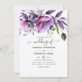Invitation Pastel Violet Poppy Mariage floral (Devant)