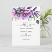Invitation Pastel Violet Poppy Mariage floral (Debout devant)