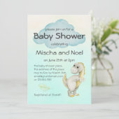 Invitation Pastel Watercolor Cute Modern T Rex Baby shower (Debout devant)