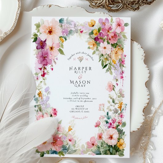Invitation Pastel Watercolor Floral Arch Wedding