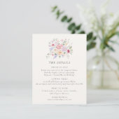 Invitation Pastel Watercolor Floral Wedding Details Card (Debout devant)