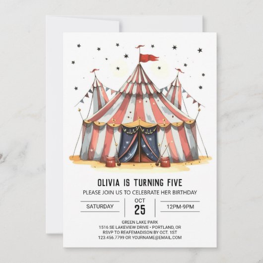 Invitation Pastel Watercolor Joy Circus Anniversaire (Devant)