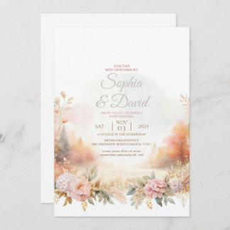 Invitation Pastel Watercolor Mariage d'automne