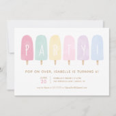 Invitation Pastel Watercolor Popsicle Girl Birthday Party (Devant)