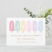 Invitation Pastel Watercolor Popsicle Girl Birthday Party (Debout devant)
