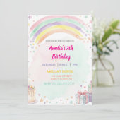 Invitation Pastel Watercolor Rainbow Birthday (Debout devant)