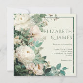 Invitation Pastel Watercolor Rose Peonies Floral Wedding (Devant)