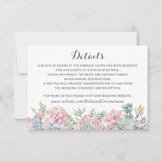 Invitation Pastel Watercolor Succulents Détails Insérer une c (Devant)