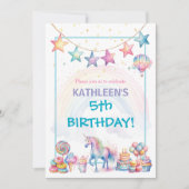 Invitation Pastel Watercolor Unicorn Birthday  (Devant)