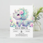 Invitation Pastel Whimsical Dinosaur Digital Anniversaire (Debout devant)