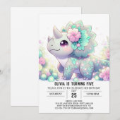 Invitation Pastel Whimsical Dinosaur Digital Anniversaire (Devant / Derrière)
