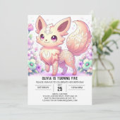Invitation Pastel Whimsical Fox Digital Anniversaire (Debout devant)