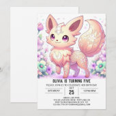 Invitation Pastel Whimsical Fox Digital Anniversaire (Devant / Derrière)