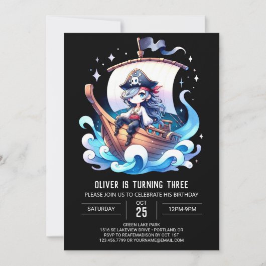 Invitation Pastel Whimsical Pirate Anniversaire (Devant)