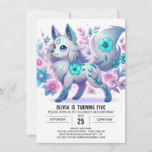 Invitation Pastel Whimsical Wolf Digital Anniversaire