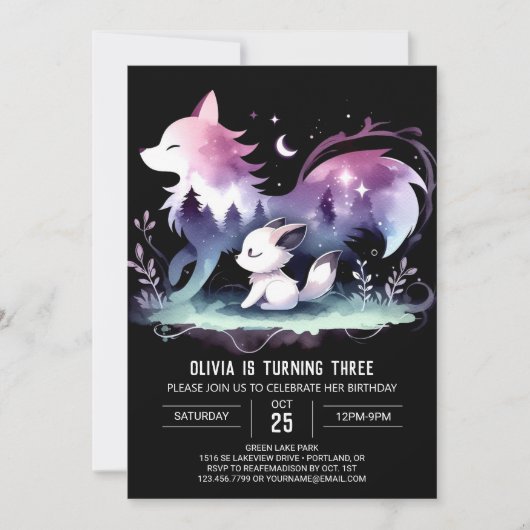 Invitation Pastel Whimsy Wolf Anniversaire (Devant)