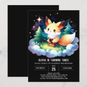 Invitation Pastel Wild Fox Anniversaire numérique (Devant / Derrière)