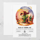 Invitation Pastel Wild West Cowboy Anniversaire (Devant / Derrière)