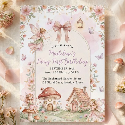 Invitation Pastel Wildflower Fairy First 1st Birthday Party