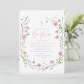 Invitation Pastel Wildflower Floral Baptism (Debout devant)
